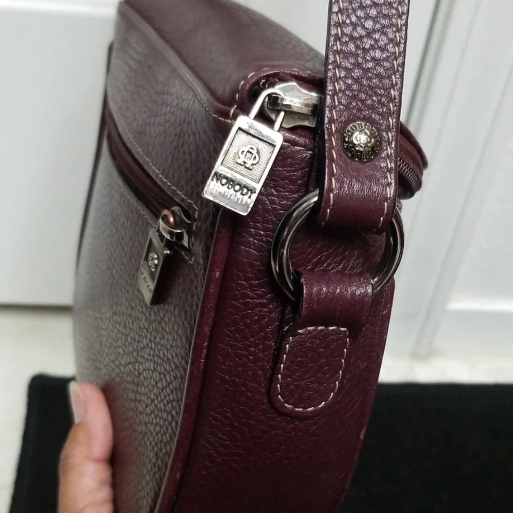 Purple Leather Saddle Bag Zippered NOBODY Purse